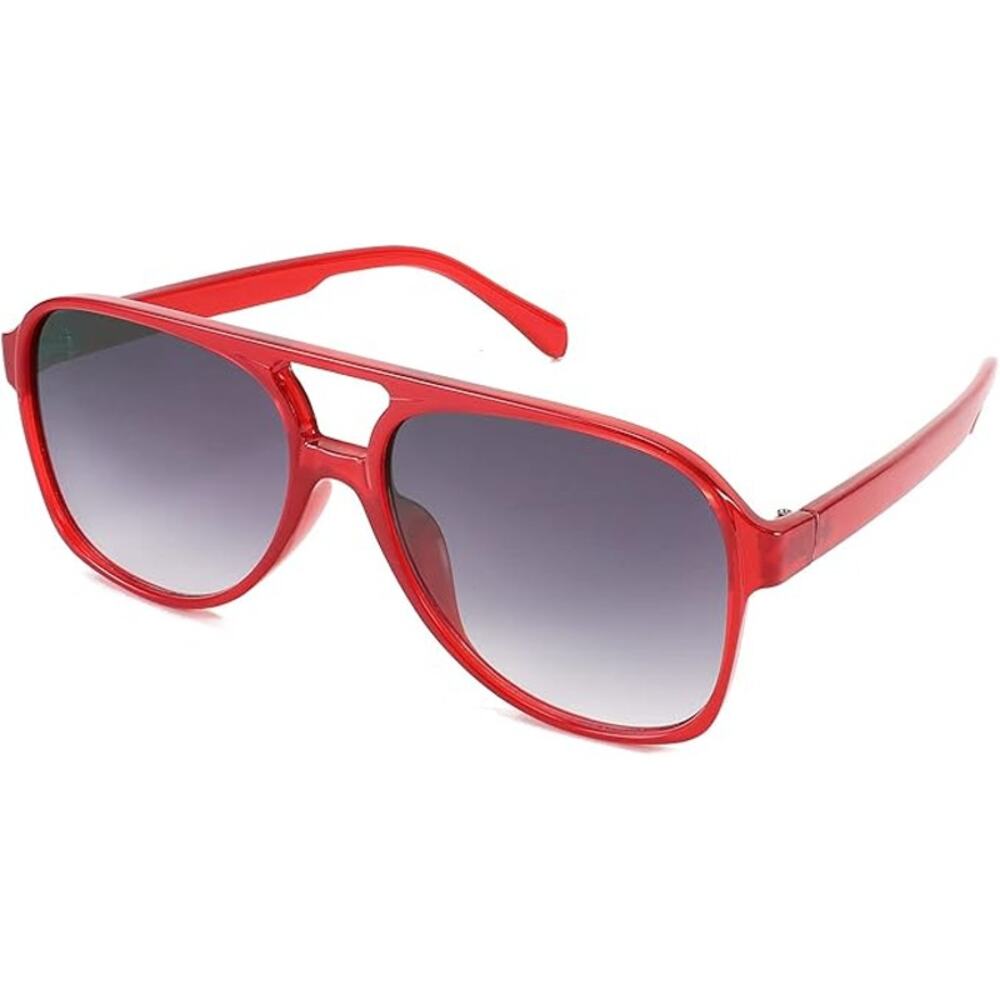 Feisedy Womens Red Plastic Frame Retro 70s UV Protection Aviator Sunglasses